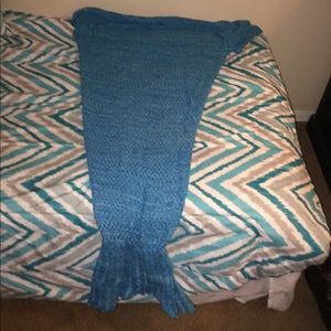 Blue Crochet Mermaid Tail Blanket.